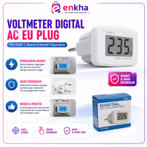 Voltmeter Digital Portabel AC 110-300V EU Plug Warna Putih untuk Pemeliharaan Kelistrikan
