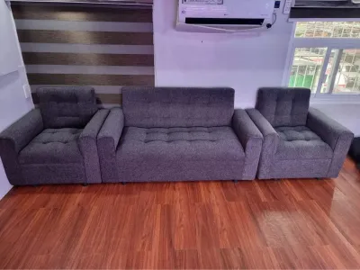 SOFA SET DARK GREY FABRIC URATEXFOAM