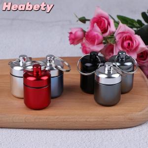 Heabety Mini Waterproof Aluminum Alloy Pill Box Case Bottle Holder Container Keychain