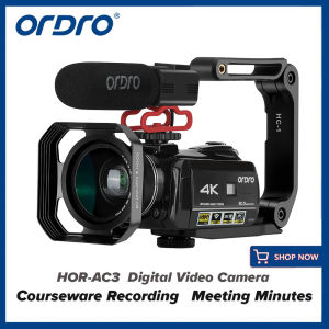 ORDRO HDR-AC3 กล้องวิดีโอ Ultra HD 30MP 4K การถ่ายภาพ IR Night Vision WiFi สำหรับวิดีโอบล็อก Youtube