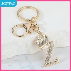JCSYFAC Độc Đáo Vương Miện Pha Lê Thạch A-Z Chữ Mặt Dây Chuyền Móc Khóa Cho Nam Giới Phụ Nữ 26 Bảng Chữ Cái Xe Vòng Chìa Khóa Tên Đồ Trang Sức Móc Khóa Quà Tặng
