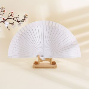 GOXBERK Đơn giản Quạt trơn Tây Ban Nha Nghệ thuật thủ công Màu trơn Quạt gấp bằng gỗ nguyên chất Cổ điển Thủ công Quạt đạo cụ trang trí Đạo cụ