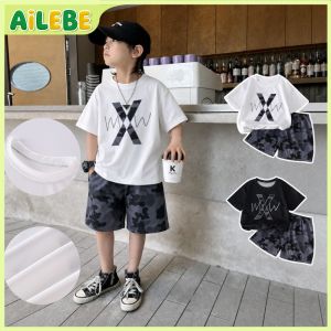 【Local Stock】 Local Stock✨Kids Casual Set Korean Style Camouflage Handsome Boys Outfit Breathable Mesh Wearable & Washable