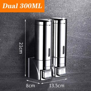 SMT 300ml Soap Dispensers No-Drill Shampoo Shower Dispenser Wall Mount stainless steel Hand soap Dispenser for Bathroom Kitchen shampoo dispensers bathroom accessories