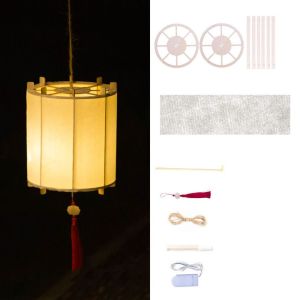 K0K4DQ Creative Mid-Autumn Festival Lantern LED Light Wooden Art Lantern Atmosphere Material Kit Handmade Hanging Lamp Festival