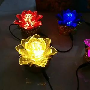 โคมไฟดอกบัวใหม่สำหรับใช้ในบ้าน โคมไฟบูชาพระพุทธเจ้าสีสันสดใสแบบเสียบปลั๊ก โคมไฟบูชาพระแม่กวนอิมสำหรับห้องบูชา LED โคมไฟพระพุทธเจ้าแสงนิรันดร์