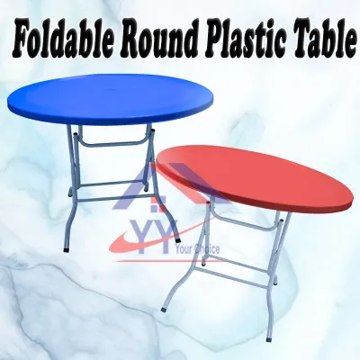 Foldable Round Plastic Table/Round Plastic Table/Dining Table/Round Foldable Plastic Table/Meja Plastik/Meja Lipat Bulat/Meja Bulat/Outdoor Indoor