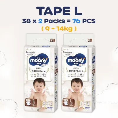 Unicharm Natural Moony Air Fit Taped / Pants Diapers With Organic Cotton - Twin pack sale