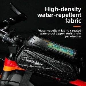 SERAPHYXO Adjustable Bicycle Front Tube Bag Touchscreen Detachable Bike Top Tube Pouch 1.5L/2L/3L Wear-resistant Cycling Phone Carrier Bag Bicycle Accessories