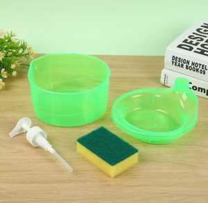 HARGA PROMO!!!Dispenser Sabun Cuci Piring /Tempat Sabun Cuci Piring /Tempat Sabun Cair Cuci Piring Bentuk Bulat Soap Pump Dispenser 2in1 Tempat Sabun Cair Cuci Piring Bentuk Bulat Soap Pump Dispenser 2in1 1000ml + Sponge Wadah Sabun Viral