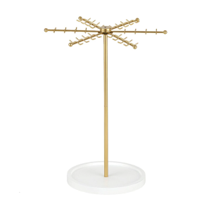 ตะขอเกี่ยวแบบหมุนได้48อันที่ใส่โลหะสีทองสำหรับเก็บสร้อยคอต่างหูเครื่องประดับตกแต่งบ้านประหยัดพื้นที่