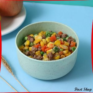 ชามข้าวเด็กข้าว สาลีทรงกลม ปลอดภัยไม่มีสารพิษ วัสดุธรรมชาติ   Round plastic bowl