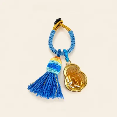 Lucky Seven Grains Rice Gourd Keychain Feng Shui Lucky Charm Wealth Attracting Tassel Keychain Pendant 招财七粒米葫芦钥匙扣