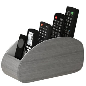 Desktop Organizer Remote Control Holder Faux Leather Pen Stand Eyeglasses Storage Tray Home Office