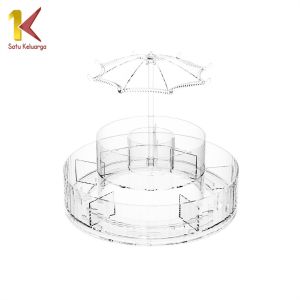 Satu Keluarga K169 Rak Kosmetik Putar 360 Derajat Transparan Desain Payung Aesthetic / Rak Susun 2
