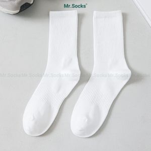 Combo 10 đôi tất cổ cao trơn nam nữ Mr.Socks chất liệu cotton cao cấp có mặt lưới thoáng khí khử mùi - KLB-TRONCAO-CB10