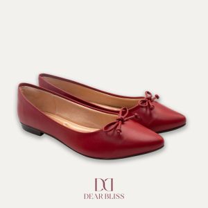 DEAR BLISS Adriana Napa Red Bow Pointed Toe Flats
