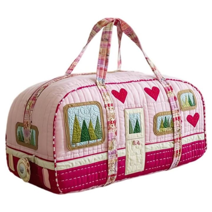 WEARY Foldable Quilted Gym Bag Large Capacity Floral Print Large Camping Bag High Quality Soft Travel Bag Camping