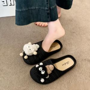 [Free Shipping] Breathable Closed-Toe Imitation Woven Hollow Wear-Resistant WomenS Slippers 2026 Sandals Versatile New Model For Outdoor Wear Comfortable And Non-Slip