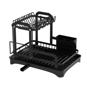 Multiurpose 360° Rotating Double Layer Dish Drying Rack Home Accessory for Efficient Kitchen Supplies Organization