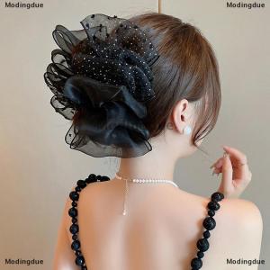 [COD] Modingdue Summer Sweet Mesh Tulle Big Bow Hair Claw Clips For Women Solid Colours Elegant Bowknot Ponytail Clip New Headdress Accessories