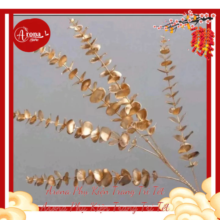 Cành Đồng Hoa trang trí Tết 2025 lá táo, rẻ quạt, đuôi công, đồng xu ...