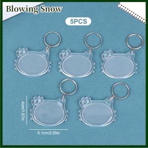 Blowing 5ชิ้นกรอบรูปเปล่าพวงกุญแจอะคริลิคใสใสสำหรับใส่รูปกุญแจแยกจี้พวงกุญแจ DIY ที่วางกุญแจคู่รักของขวัญวันครบรอบ