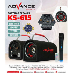 Advance Speaker Bluetooth KS-615 Bonus Mic 4Inci Salon Aktif Portable Speaker Wireless peaker