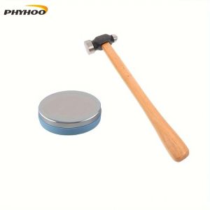 PHYHOO 2PCS Wooden Handle Round Head Hammer Metal Stamping & Forming Tool with Polished Steel Base for Jewelry Making