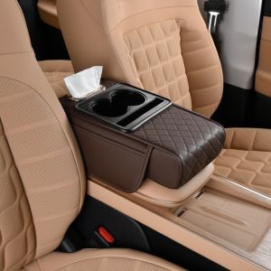 HEALMEYOU Portable Center Console Armrest Cushion PU Leather Height Increasing Cup Holder High Quality Multifunctional Storage Box Car