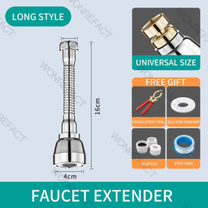Kitchen Sink Universal Brass Faucet Extender 360-Degree Rotation 3-Mode Water-Saving Pressurized Sink Filter