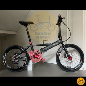 Fnhon Monsoon 22 Inch MRT Bus Friendly Shimano 11s 14 Freebies Litepro Lightweight Matte Black Red Folding Bike Double Bar