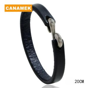 【CANAMEK】 Vingtage Cowhide Wrap Cord Cuff Bracelet For Men Woman Wristband Punk Bangle Couple Jewelry Gift