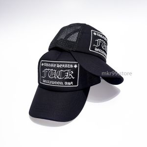 Topi Trucker Chrome Hearts FVCK Motif Berlian Imitasi Warna Hitam/Pink