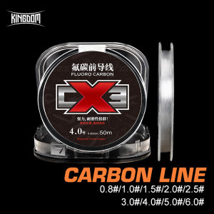 Kingdom 2021 Fluorocarbon Leader Fishing Lines 2.0/2.5/3.0/4.0# 50m Fast Cutting Water Wear Resistant Sinking Line Fishing Accessories