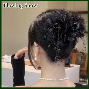 Blowing Fashion Mesh Flower Hair Claw Women Shark Ponytail Clip Headdress Temperament Tassels Headwear