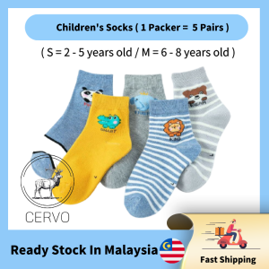 Childrens socks Cute Cartoon kids sock(1 Packer = 5 Pairs)/ Stokin kanak-kanak/IN MALAYSIA