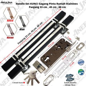 2 Gagang pintu set kunci pintu rumah 60 cm 45 cm 33 cm / Handle pintu rumah / Tarikan pintu rumah / Pegangan pintu rumah / Handle set kunci awet murah terbaru