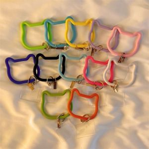 MILDPETAL Cute Cat Mobile Phone Lanyard Soft Silicone Anti-lost Wristband Phone Wristband Portable Wear Colorful Mobile Phone Straps Phone Accessories