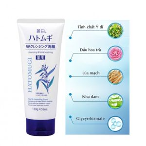 Sữa rửa mặt Nhật Bản Hatomugi làm trắng và se khít lỗ chân lông 130g