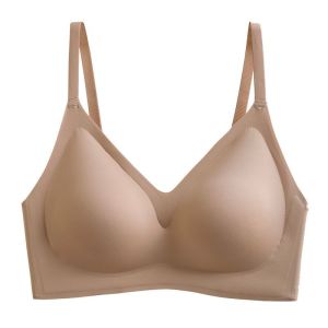Seamless Latex Bra No Steel Ring Small Chest Gather On The Support Anti-Sagging Sports Beautiful Back Summer Thin Bra 无痕内衣 3D Support - Push-Up Shape Even Pressure Breathable Comfort Non-Heat