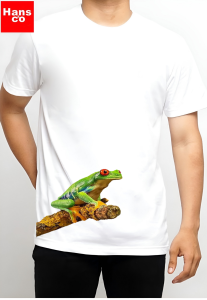 kaos pria premium 3 dimensi tshirt oblong kodok animasi frog katun 24s 100% H020 by Hans & co