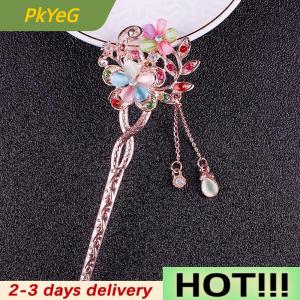 PkYeG  Hair Pin Double Flower Rhinestone Hair Stick Hair Clip