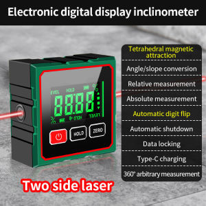 【COD/Original】1/4 Sided Magnetic Digital Angle Finder with Laser 360° Electronic Bevel Protracto Inclinometer