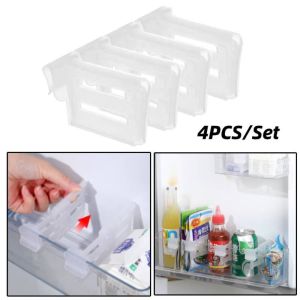 FDHJWSFD 4pcs เฝือกเข้าเฝือก ที่แบ่งตู้เย็น การจัดเก็บข้อมูล พับเก็บได้ แผงกั้นตู้เย็น ยืดหยุ่นได้ พลาสติกทำจากพลาสติก อุปกรณ์สำหรับห้องครัว