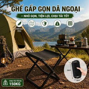 Ghế Gấp Gọn Dã Ngoại Siêu Nhẹ – Nhỏ Gọn Bỏ Túi Chịu Tải 150kg Đi Đâu Cũng Mang Theo