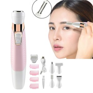 New 5 In 1 Electric Epilator Hair Remover For Women Eyebrow Underarm Bikini Nose Hair Trimmer Cutter USB Charging Lady Shaver