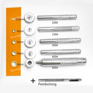 Set Alat Pasang Mata Ayam + Pembolong Kulit 4mm 5mm 6mm 8mm 12mm Alat Pasang Eyelet Hollow Punch