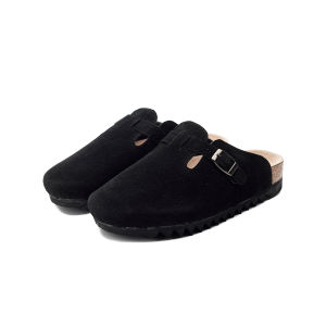 Edefootwear BENN - Sandal Clog Mule Suede Hitam Slip on Pria Wanita