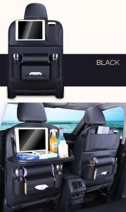 New Elegant Leather Car Back Seat Organizer with Foldable Table and Multi-Pocket Storage